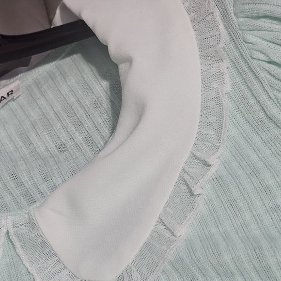 Lily Star Girl Mint&White  Tee With Baby Collar Size M New With Tag - Picture 7 of 11